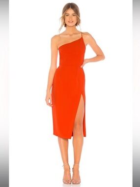 Lovers + Friends One-Shoulder Midi Dress with High Slit